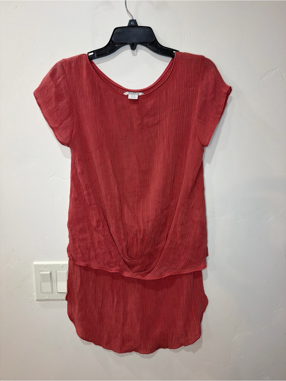 Ariat Short-Sleeve Twist Hem Tunic in Brick Red
